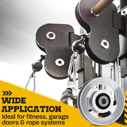 Soulchen Aluminum Cable Pulley Wheel 90mm, Silver, 2-14 Pcs Fitness Pulley System