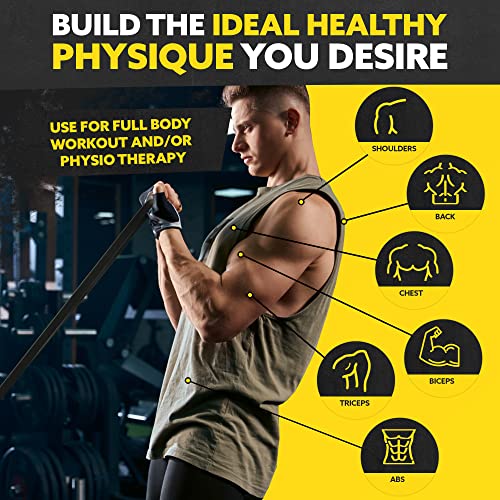 Black Tribe Lifting Resistance Bands Set with Handles & Door Anchor - 5 Levels for Workout