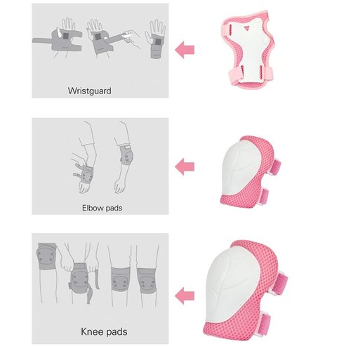 Luwint Kids Skating Cycling Protective Gear Set, Knee and Elbow Pads Wrist Guard for Boy Girl 3-7 Years (Pink)
