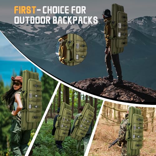 Double Rifle Case Gun Bag 55 Inch Water-Resistant Padded Tactical Storage - Green