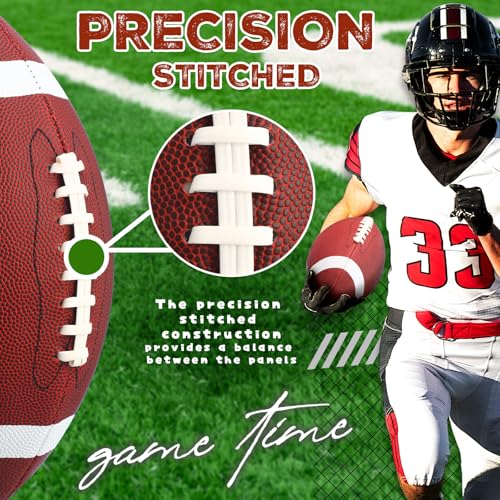 Official Size 9 Youth Football Set with Pump - 12 Bulk Footballs for Kids and Teens