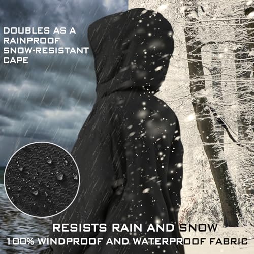 Kids Windproof Sherpa-Lined Swim Parka - Unisex Waterproof Coat, Size S - Black
