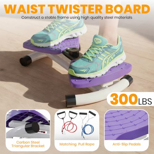 Ronai Pink Waist Twister Machine with Resistance Bands - Home Fitness Equipment
