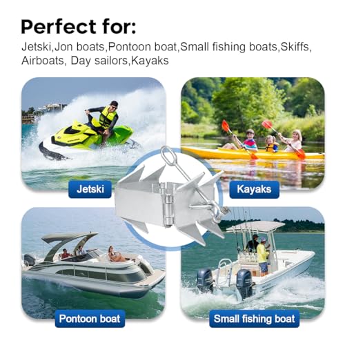 19 lbs Galvanized Folding Boat Anchor for Pontoon & Cabin Cruiser - Double Sided Grip