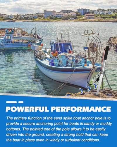Venussar 32 Inch Sand Spike Boat Anchor Pole with Stainless Steel Hook & 50ft Line for Shallow Water Beaches