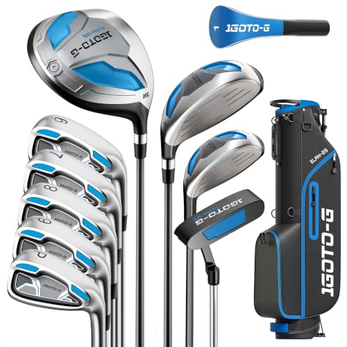 Right Hand Men's Blue Golf Clubs Set - Complete 11-Piece Golf Club Set with Stand Bag