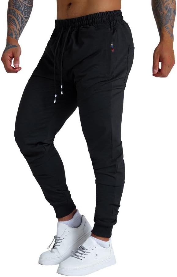 Skiennix Men's Jogger Sweatpants - Active Athletic Wear with Zipper Pocket & Drawstring | Sizes S-2XL