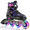 Adjustable Inline Skates for Kids, Youth & Adults with Light Up Wheels - Violet & Magenta, Large (4.5-8 US)