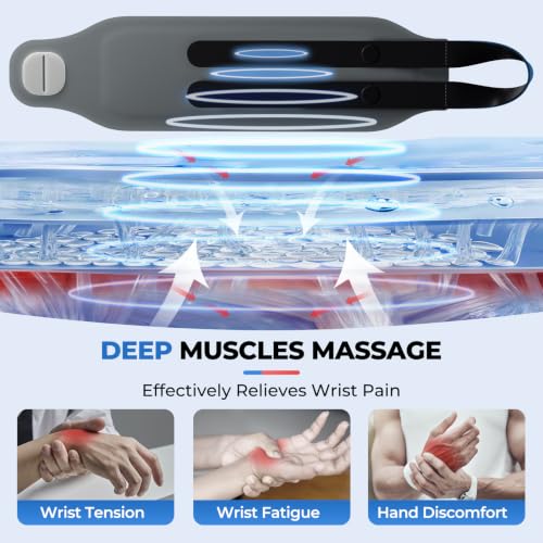 Hand Massager with Heat L - Cordless Wrist Support Brace for Carpal Tunnel & Arthritis, Gray