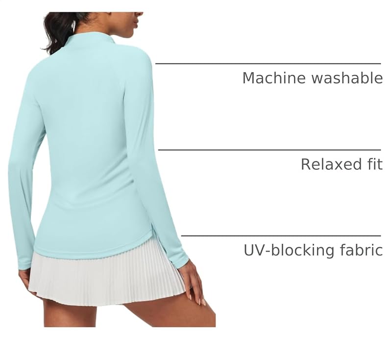 Heathyoga Women’s Long Sleeve UPF 50+ Golf Shirt - Mint Green, Medium (Variation of THIS listing)