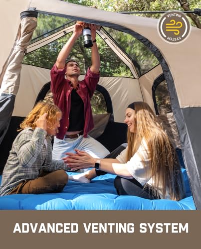 FanttikOutdoor 10' x 9' Khaki Instant Tent for 4-6 People, Easy Setup in 60 Seconds