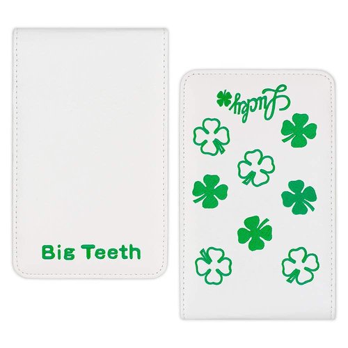 BIG TEETH Golf Scorecard Holder Yardage Book Cover Golf Scorecard Book, Lucky Clover Golf Accessories, Golf Yardage Book Cover with a Free Pencil Fits Your Back Pocket