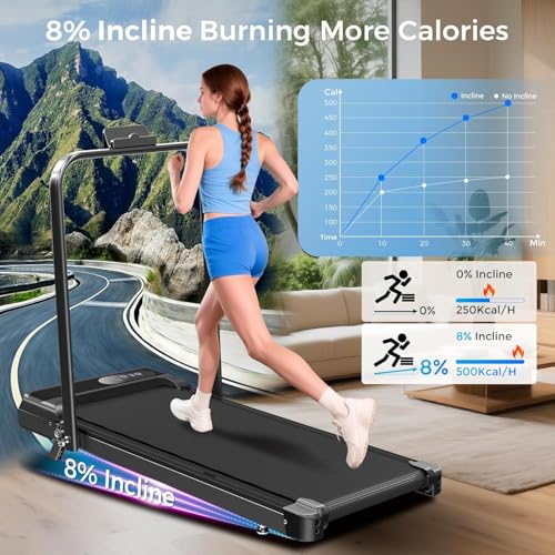 NXSCI Black Foldable Under Desk Treadmill with 8% Incline, 2.5HP Quiet Motor & Remote Control