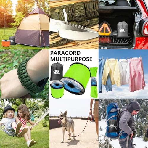 Aystkniet Reflective Paracord Rope Fluorescent Green 1000FT - Heavy Duty Survival Cord