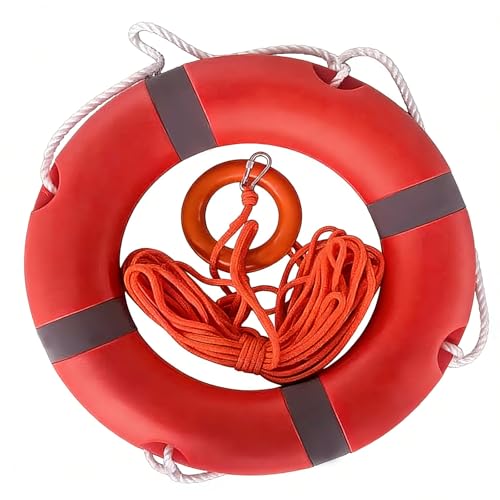 Sekeline 22 Inch Life Buoy Throw Ring Set with 30M Floating Rope & Reflective Tape