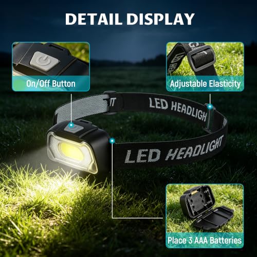 Camping Headlamp Flashlight 4 Pack - Bright, Lightweight, Battery Powered