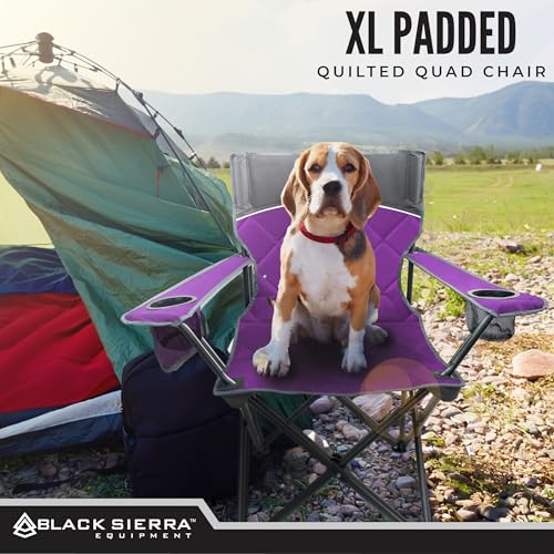 Black Sierra XL Purple Padded Camping Chair for Adults Heavy Duty Foldable Seat