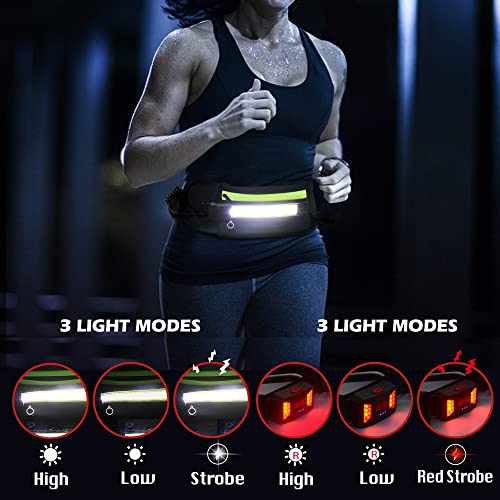 EGUKU Black Running Belt with 1000Lumens Night Light and Water Bottle Holder