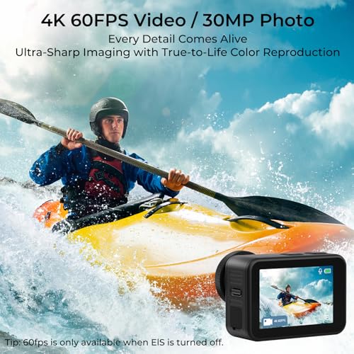 Icefox 4K Action Camera with Waterproof Case & Dual 2150mAh Batteries – Black