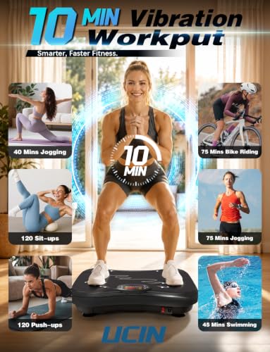 UCIN Black 480 lbs Vibration Plate Exercise Machine with Color Screen & Bluetooth, 99 Speeds