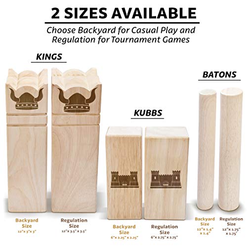 Kubb Yard Game Set - Regulation Size with Natural Hardwood - Outdoor Lawn Game