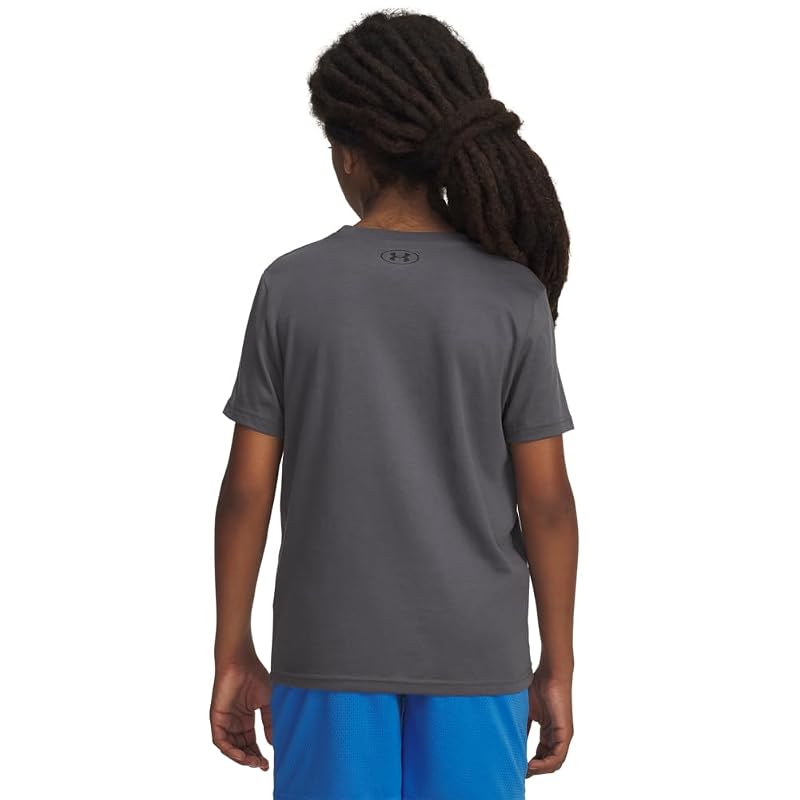 Under Armour Boys' Sportstyle Short Sleeve T‑Shirt (Big Kid) — 012 Pitch Gray / Black x‑Large