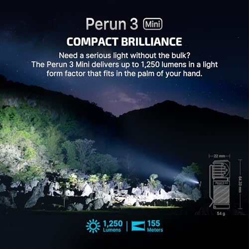 OLIGHT Perun 3 Mini Rechargeable Headlamp Black | 1250 Lumens Waterproof