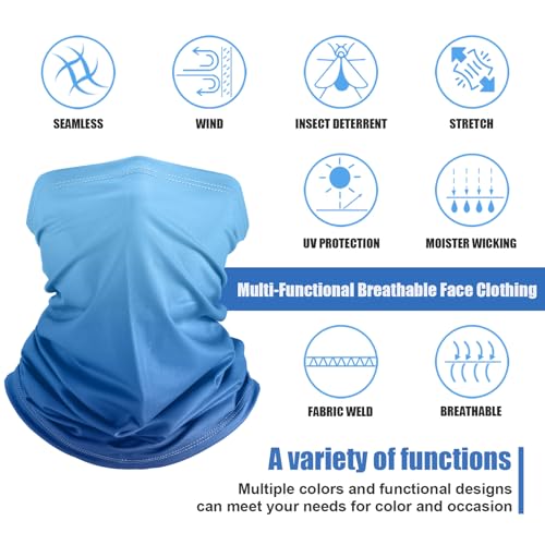 Geyoga 6 Pack Cooling Face Bandanas Neck Gaiters for Men - Gradient Color