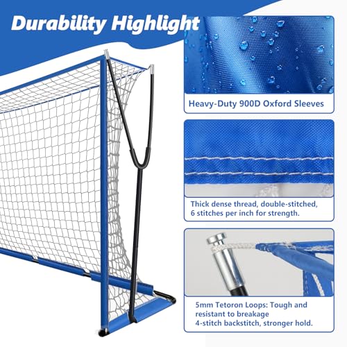 Blue 12x6 FT Soccer Goal for Backyard with Stable Outward Angled Frame
