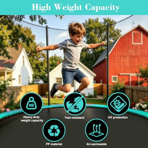 DEIFRE 14FT Trampoline Replacement Mat with 96V-Rings & 8.5-9.0" Springs, UV-Resistant