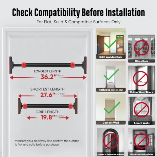 Doorway Pull Up Bar No Screws, Heavy Duty Chin Up Bar for Home Gym