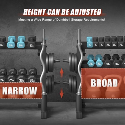 Jusgym 3-Tier Adjustable Dumbbell Rack Stand 48.39x18.7x36.54 inch, Supports 1200LBS