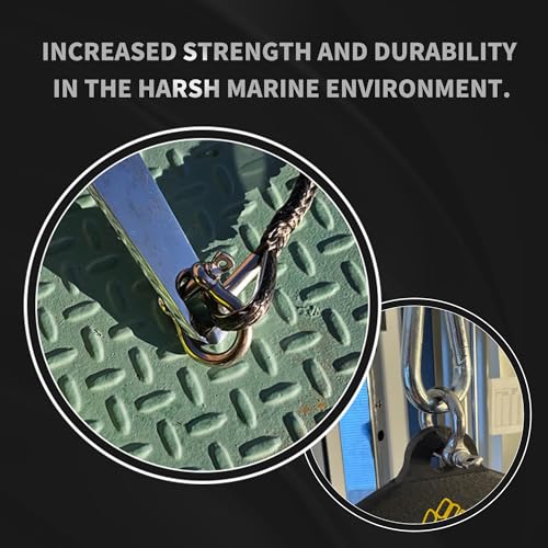 3/8 Inch 4 Pack Stainless Steel D-Ring Shackles Marine Grade Heavy Duty for Boat Rigging
