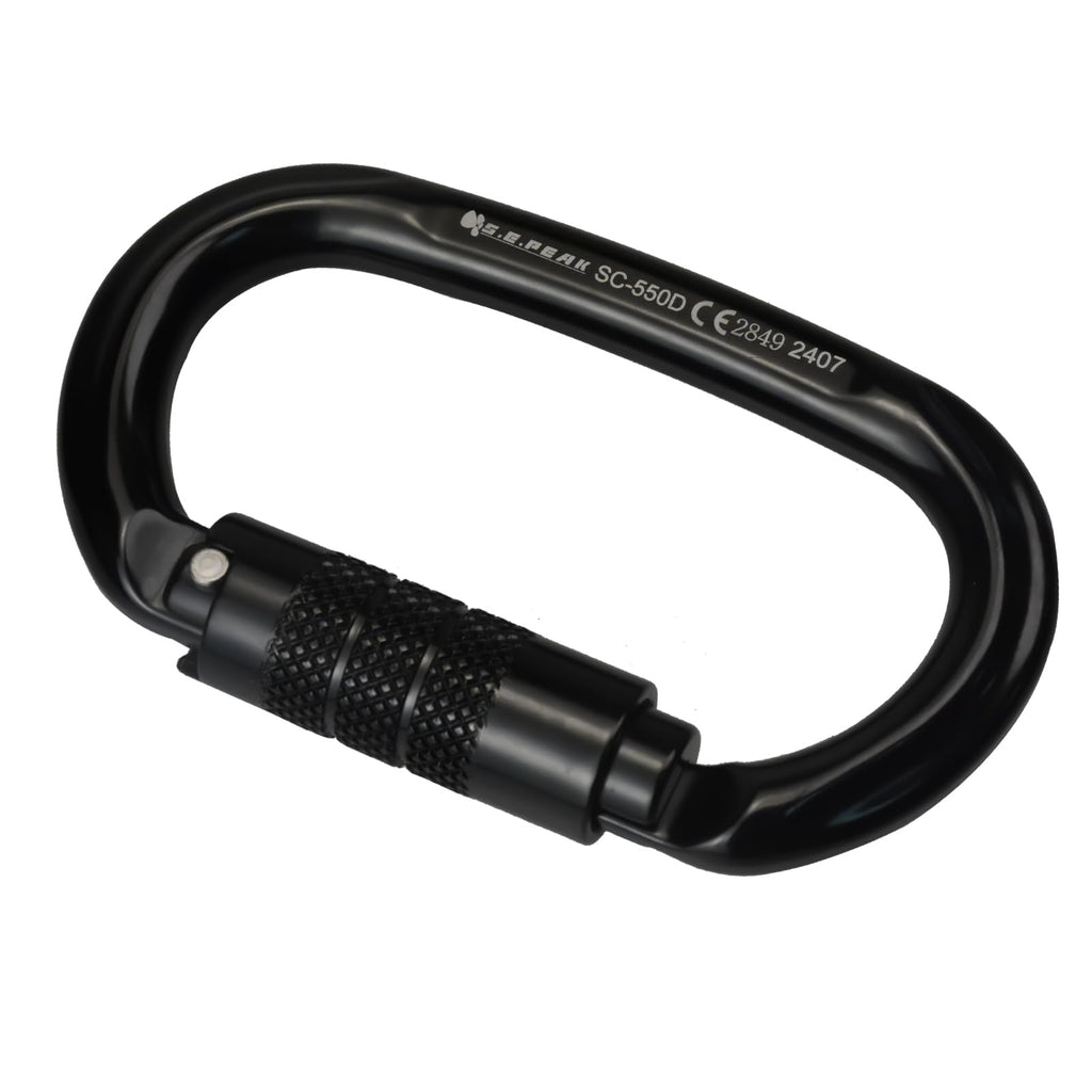 S.E.PEAK UIAA & CE 24kN Oval Climbing Twist Clip for Outdoor Activities, Stormproof, Hiking, Mountaineering, Climbing, Camping, Fishing, Hunting, Skiing, Snowshoeing,Black,2pc