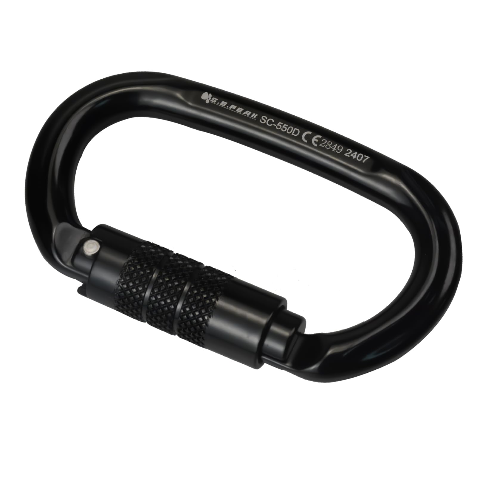 S.E.PEAK UIAA & CE 24kN Oval Climbing Twist Clip for Outdoor Activities, Stormproof, Hiking, Mountaineering, Climbing, Camping, Fishing, Hunting, Skiing, Snowshoeing,Black,2pc