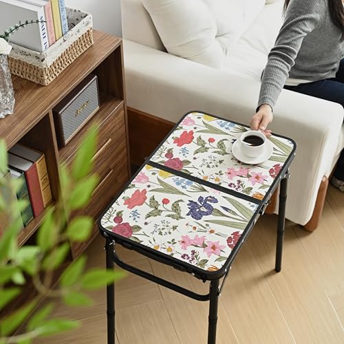 Delightful Garden Small Camping Table - Vintage French Flowers Pattern, 3-Height Folding