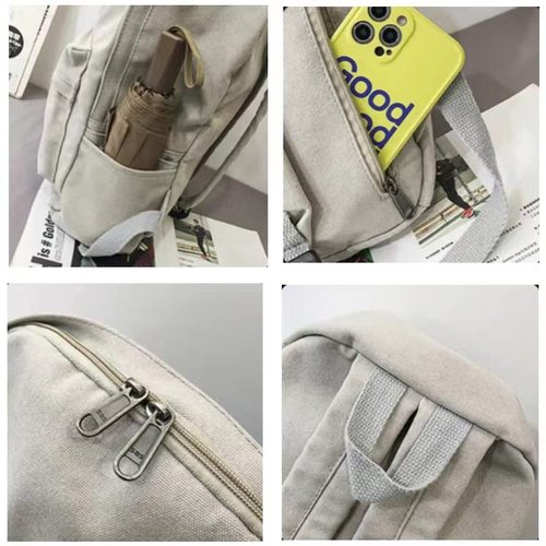 KAOBIO Canvas Backpack for Women Men Vintage Aesthetic Bags Travel Daypack Boho Hippie Grunge Backpack (Black)