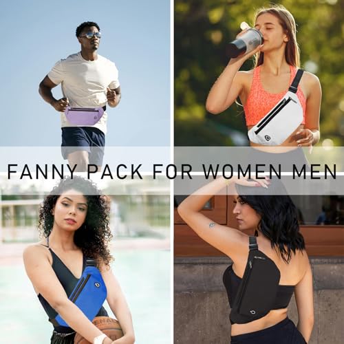Water-Resistant Fanny Pack for Men & Women - 3 Zipper Pockets, Crossbody/Waist Bag (1 pack, Light Purple)