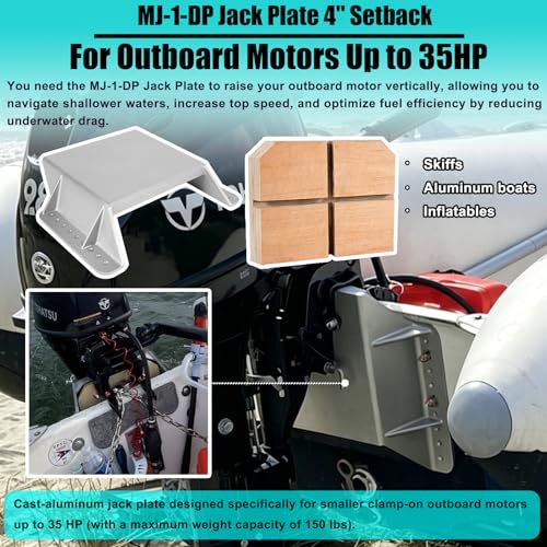 Camoo 4-inch Setback Small Engine Jack Plate for Outboard Motors Up to 35HP
