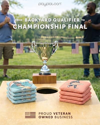 Play Platoon Pro Cornhole Bags Set of 8 - Tournament Dual-Sided Salmon/Slate Blue Big Foot