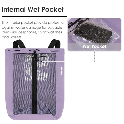 WANDF Mesh Beach Backpack for Swimmers - Purple, Large Capacity