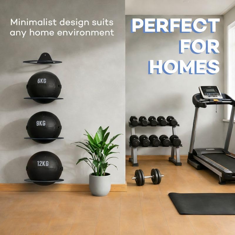 4-Pack Wall-Mounted Medicine Ball Holder Rack for Gym Storage