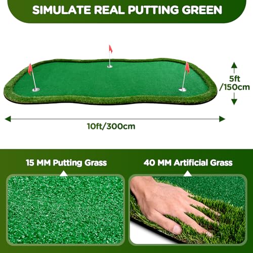 FARROLL 5x10ft Green Indoor/Outdoor Golf Putting Green Mat - Realistic Practice