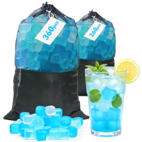 720 Blue & White Reusable Ice Cubes - Refreezable Plastic Ice Blocks for Drinks & Cold Storage