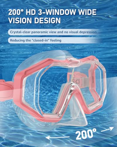 WSTOO Swim Goggles with Nose Cover for Ages 5-12, Youth & Adults, Pink, Large