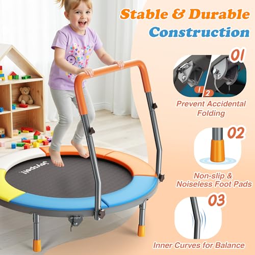 JOY SPOT! 36-Inch Foldable Toddler Trampoline with Adjustable Handle - Classic Edition