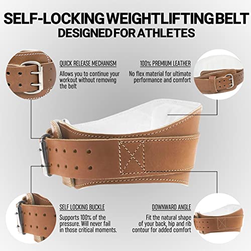 XL Leather Weight Lifting Belt with Double Prong Steel Buckle - Support & Stability