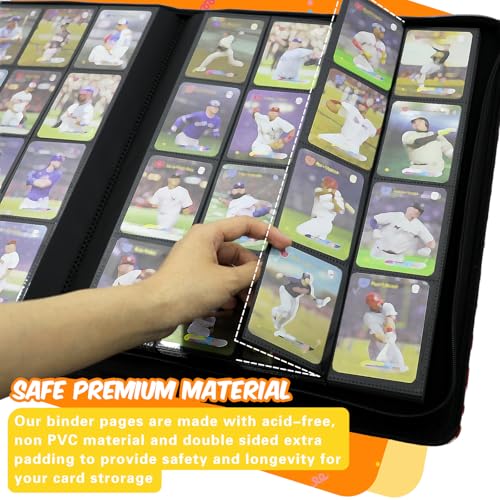 Black 4-Pocket Card Binder for 1024 Trading Cards - Side Loading Album with PU Cover