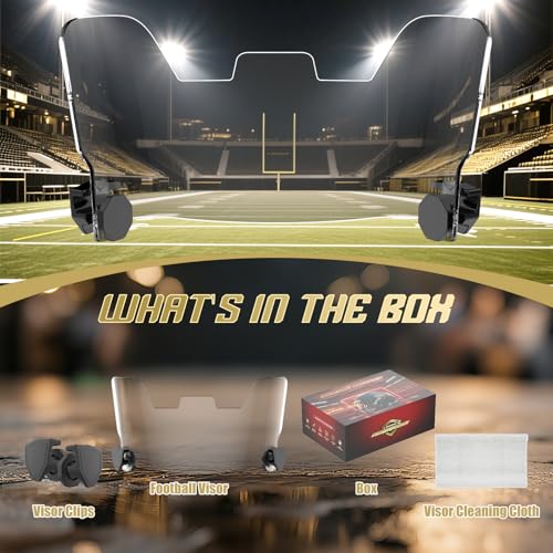 Football Helmet Visor Clear - 1 Pack, Clip-On Fit, Game Day Ready