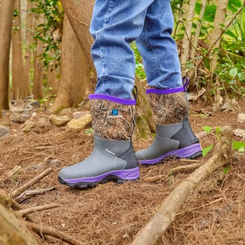 Trudave Women's Purple Rubber Rain Boots Waterproof Mid-Calf with Insulation Size 6-11